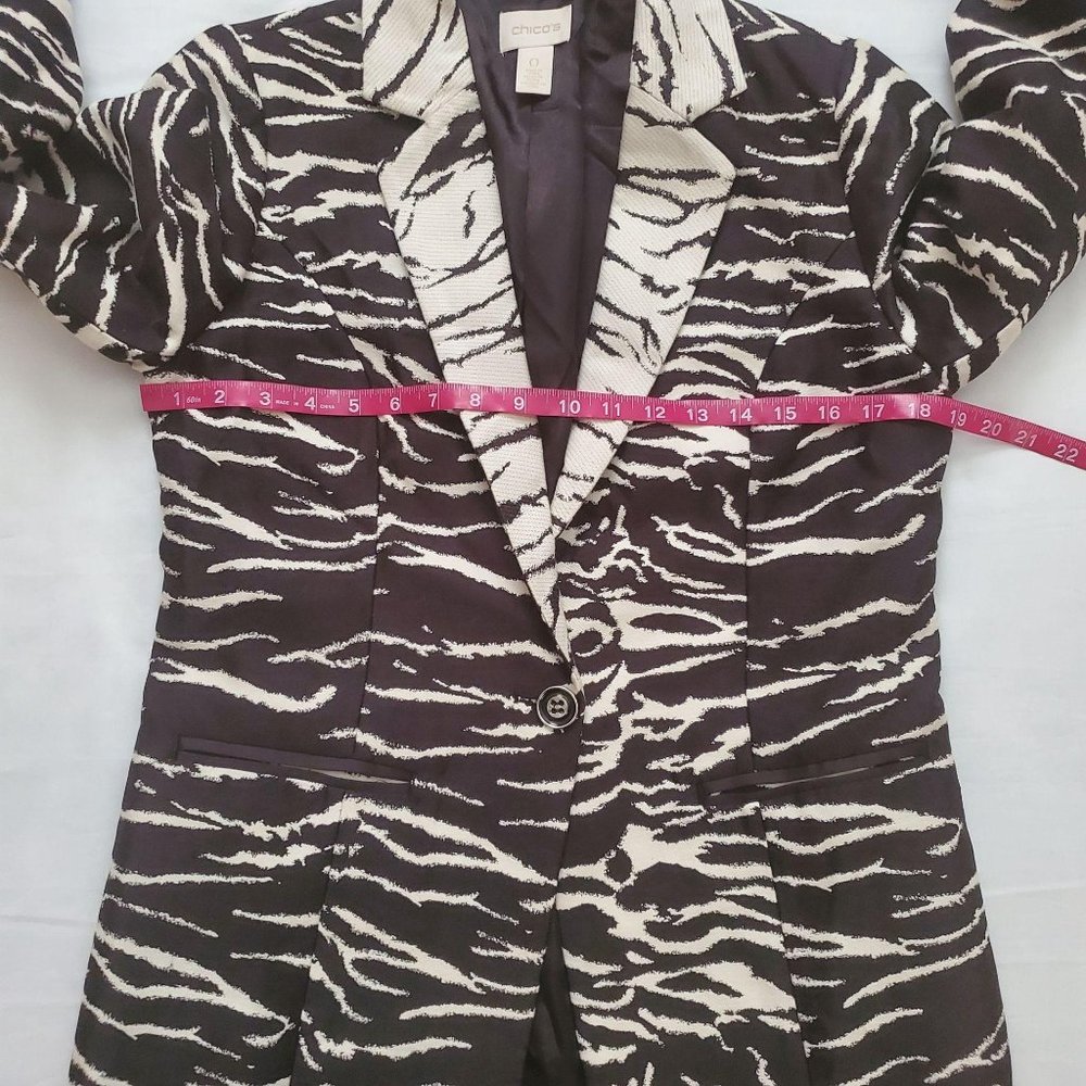 Chicos Women's Bi-Color Animal Zebra Print Suit Jacket Blazer Size 0/ XS‎ (4-6) - Picture 14 of 16